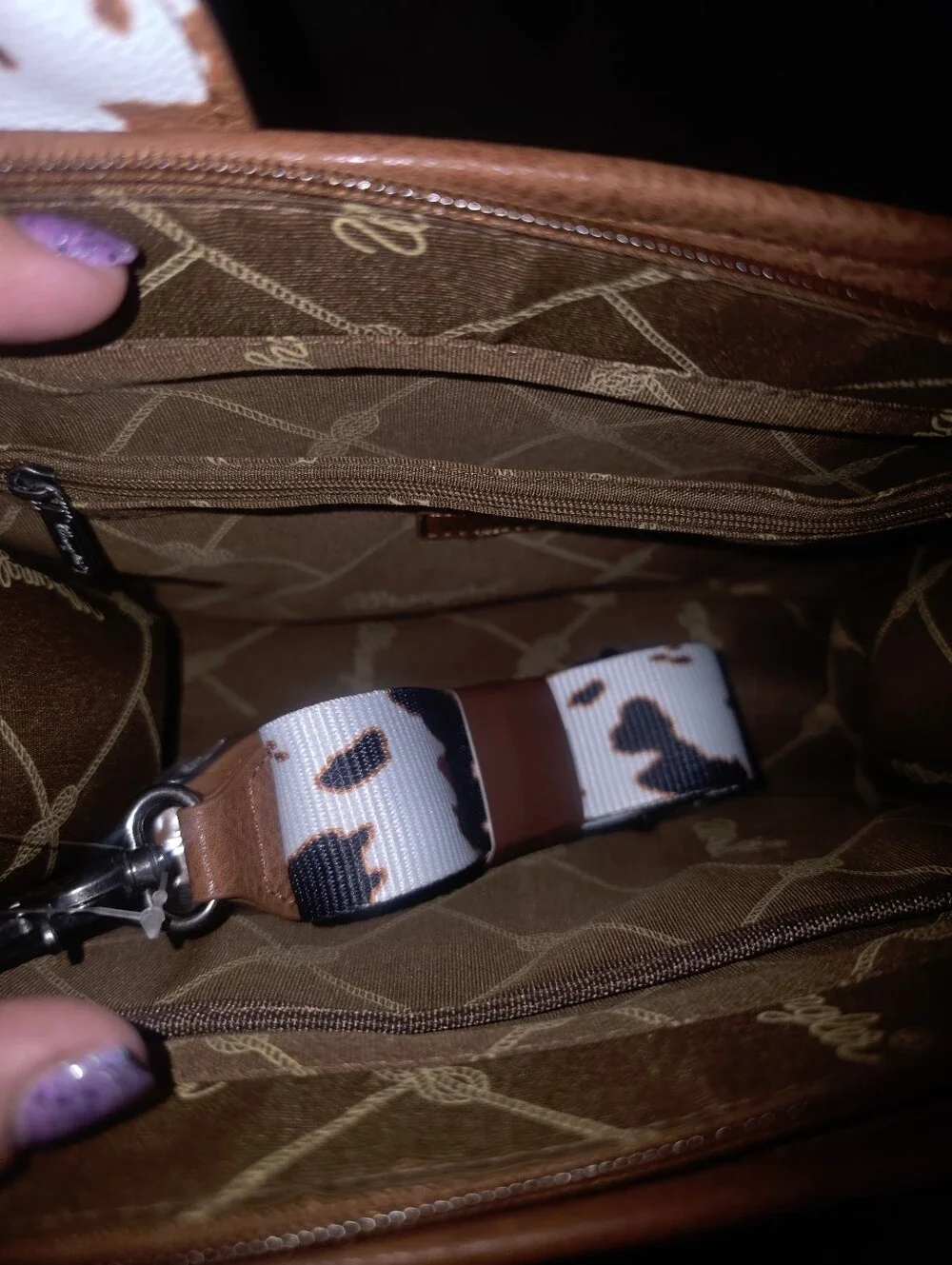 Wrangler Brown & White Cowhide-conceal/carry Purse